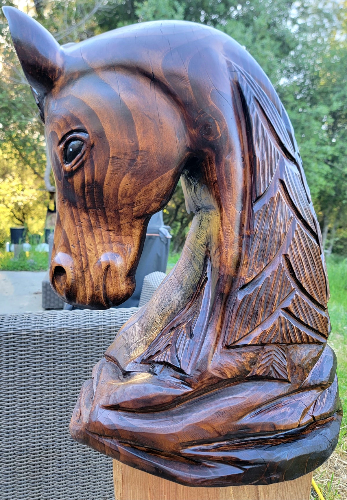 Chainsaw Carved Horse Bust- "Chester" (Made to Order)